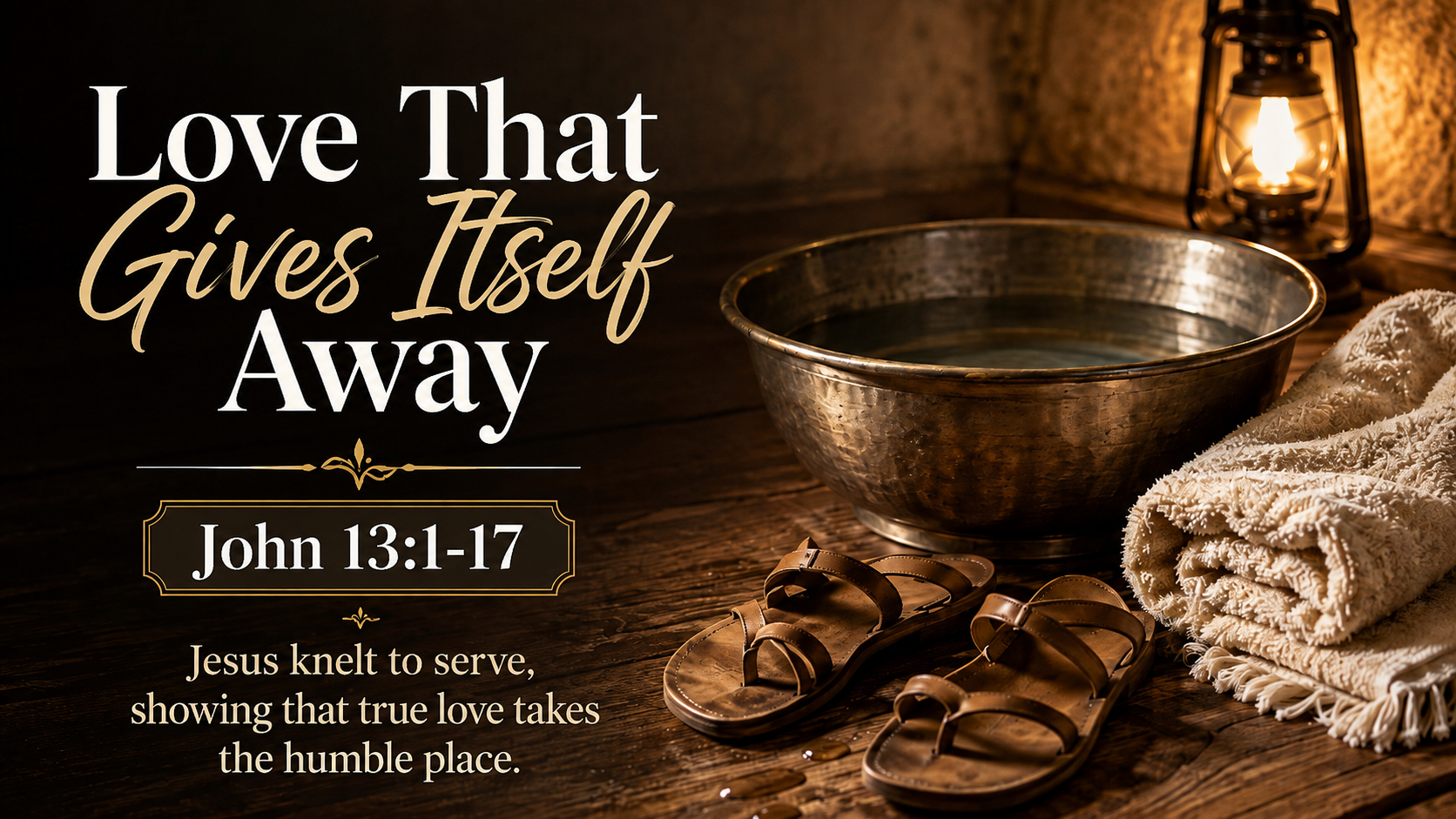 Love That Gives Itself Away John 13:1&ndash;17 shows that cross-shaped discipleship takes the form of humble service, giving ourselves in love without needing recognition.